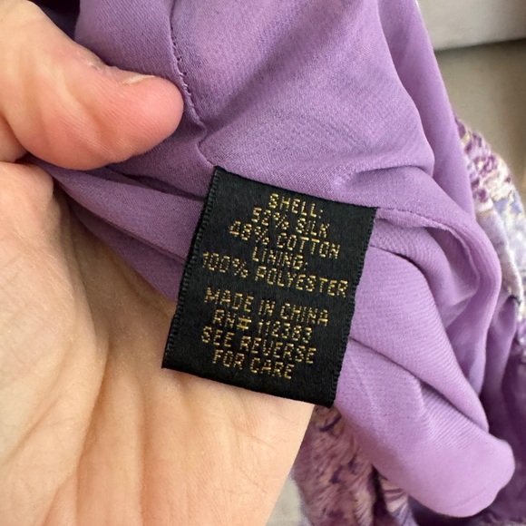 Y2K Vintage Silk midi skirt boho fairycore Reba elastic waist paisley lavender - Picture 11 of 12